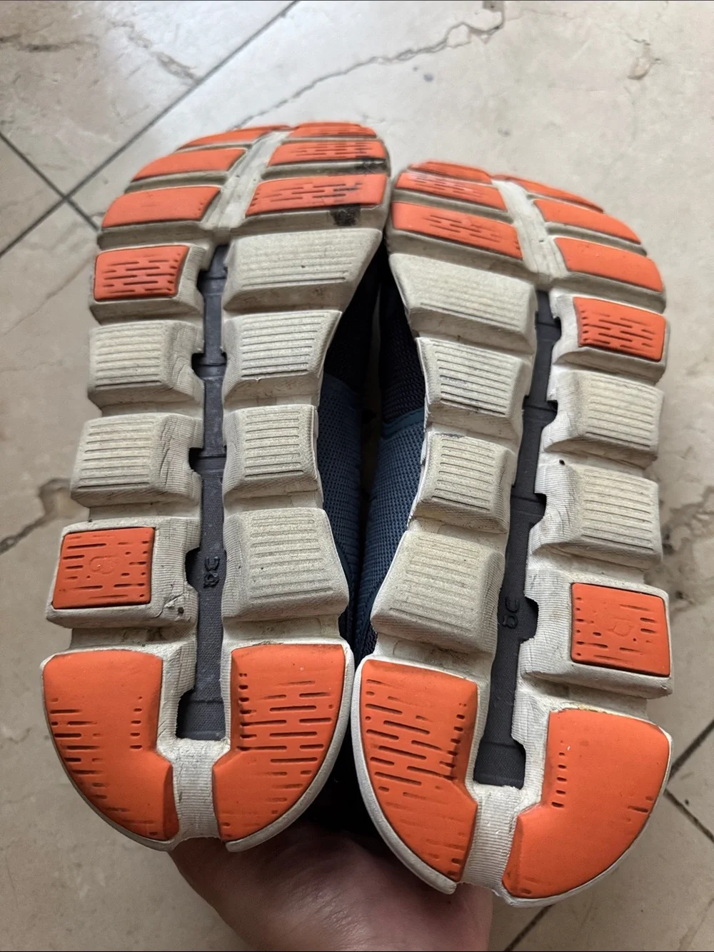 On Running Men's Navy, Gray and Orange Mesh Sneakers